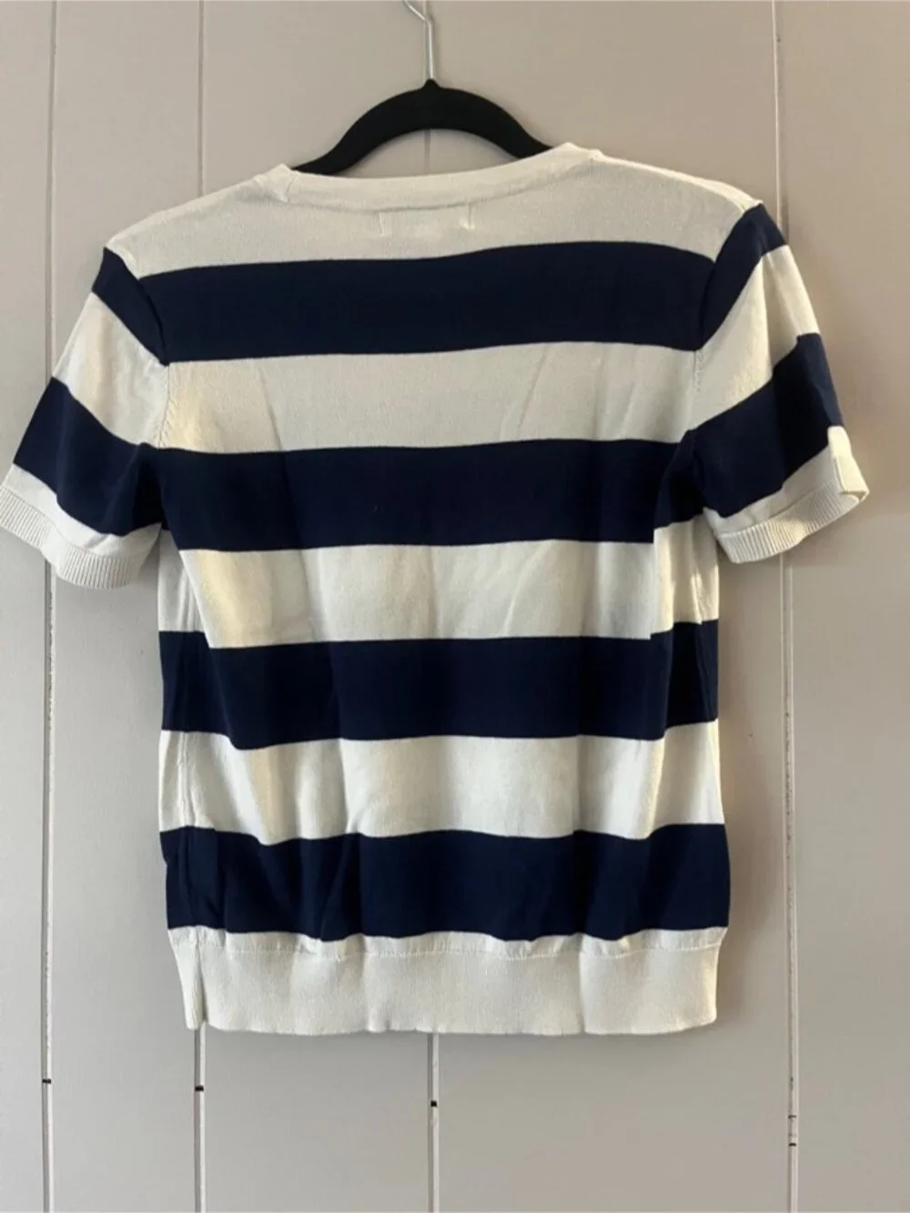 Cream Wide Stripe Short Sleeve Knit - Picture 3 of 3